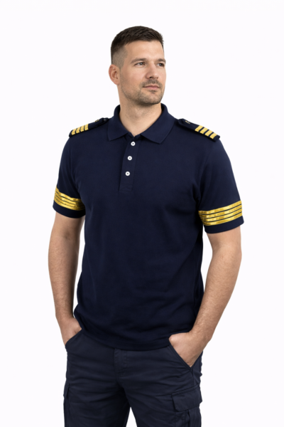 Tricou Polo cu epoleti si trese pe maneca