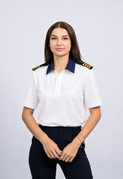 Tricou polo de damă cu epoleți bicolor