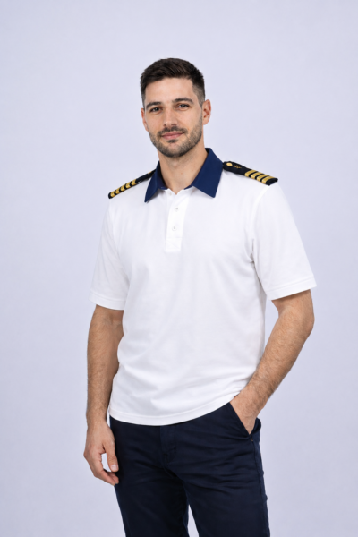 Tricou polo bărbătesc cu epoleți bicolor
